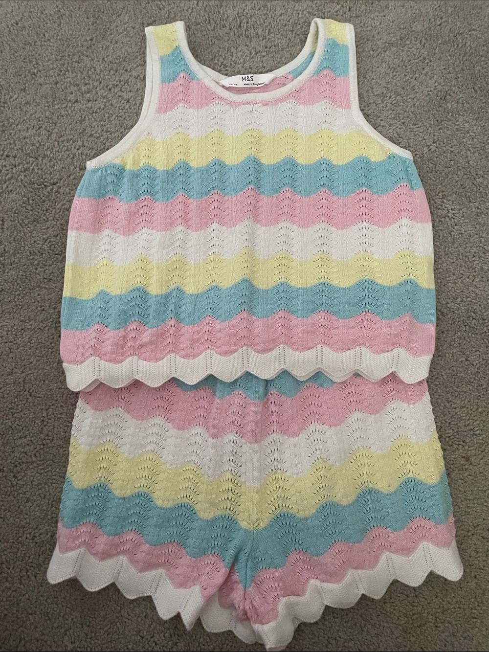 Girls' Pastel Stripe Knit Set